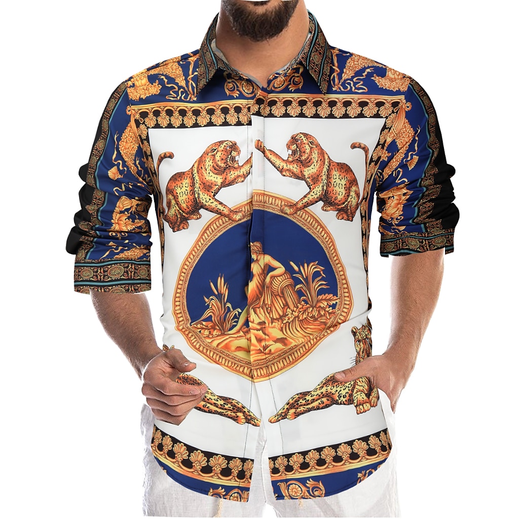 Voor heren Grafisch Overhemd Westers overhemd Cowboyshirt Lange mouw Modieus Ontwerper Klassiek Dagelijks Strijkijzer Geel 2025 - $26.99 –P5