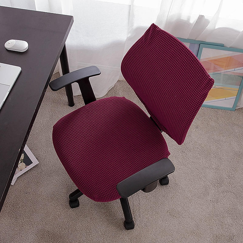 husă scaun de birou pentru computer burgundă elastică, rotativă, pentru scaun pentru jocuri, elastic, jacquard, negru, uni, culoare solidă, moale, durabil, lavabil 2025 - $14.49 –P19