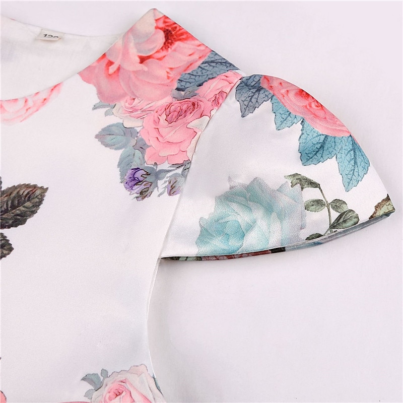 Kids Girls' Dress Flower Dress Flower Short Sleeve Anniversary Party Tie Knot Bow Adorable Princess Sweet Polyester Knee-length Skater Dress Pleat Dress Floral Dress Summer Spring 4-13 Years 2026 - $26.99 –P5
