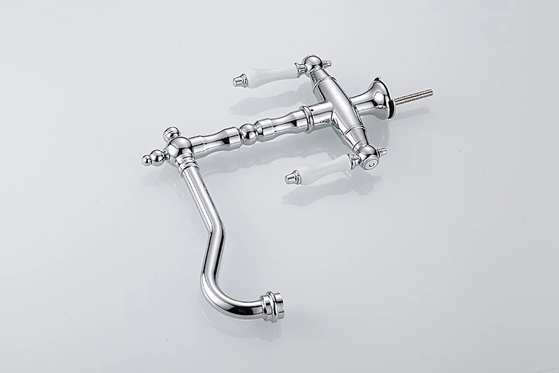 rubinetto miscelatore lavello da cucina tradizionale, rubinetti da cucina per recipienti in stile retrò doppi manici monoforo girevole cromato / ottone / nichel spazzolato beccuccio standard del 2025 a $129.99 –P2