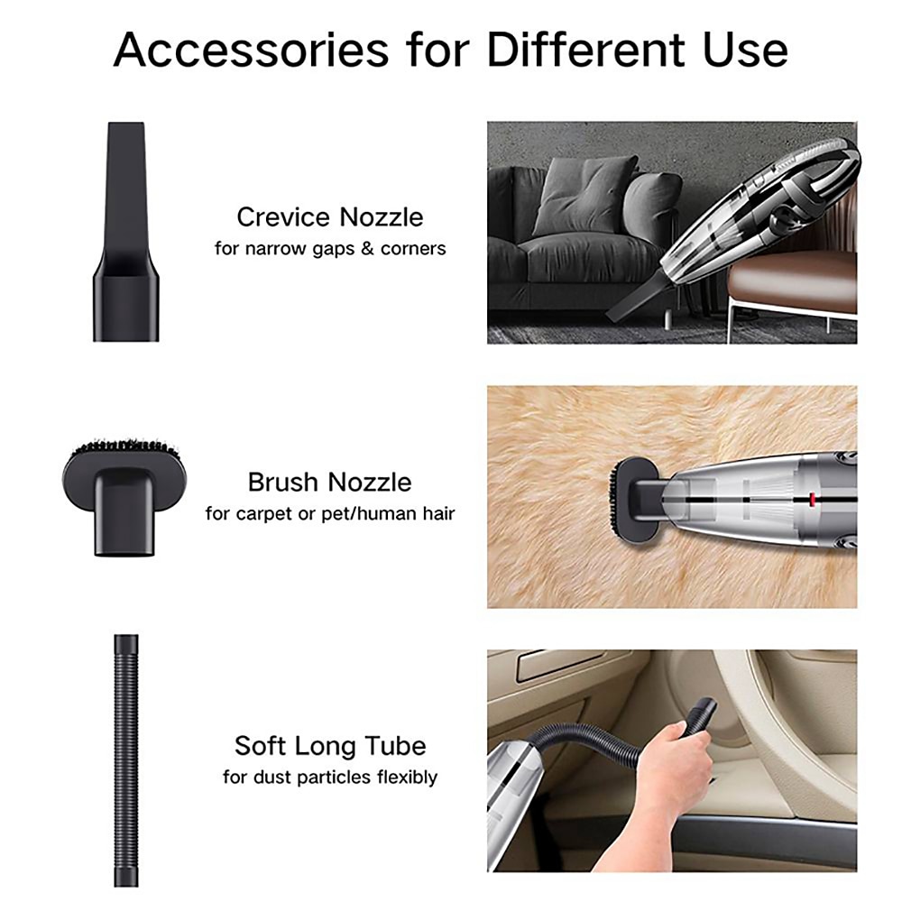 draagbare handheld oplaadbare draadloze auto stofzuiger krachtige draadloze auto stofzuiger snel opladen voor auto thuis huisdierenhaar 2025 - $61.99 –P10