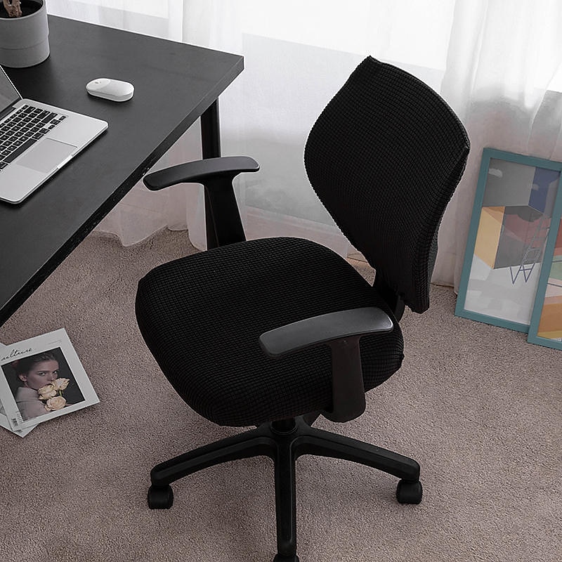 husă scaun de birou pentru computer burgundă elastică, rotativă, pentru scaun pentru jocuri, elastic, jacquard, negru, uni, culoare solidă, moale, durabil, lavabil 2025 - $14.49 –P5
