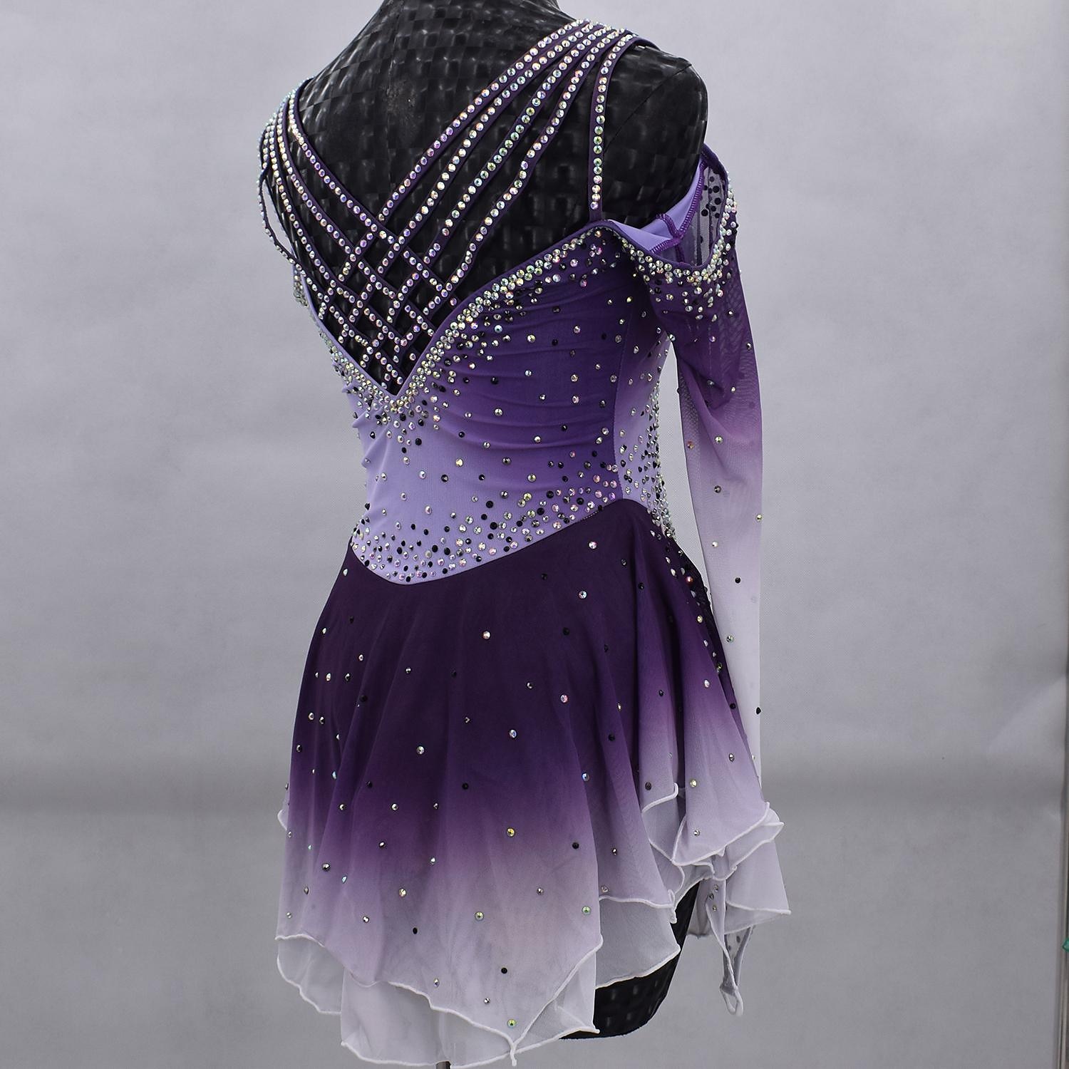 Vestito da pattinaggio artistico Per donna Da ragazza Pattinaggio sul ghiaccio Vestiti Completi Grigio Croce posteriore Retato Elastene Elevata elasticità Addestramento Competizione Vestiti da del 2026 a $213.29 –P5