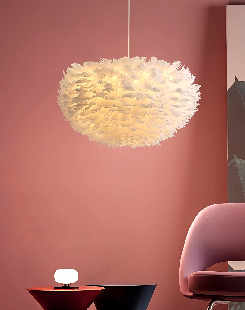 Lampa wisząca led 30/40/45/50/55/60/70 cm pojedynczy projekt wisiorek lekki metal pióro artystyczne inspirowane naturą 220-240 v 2025 - $249.99 –P2