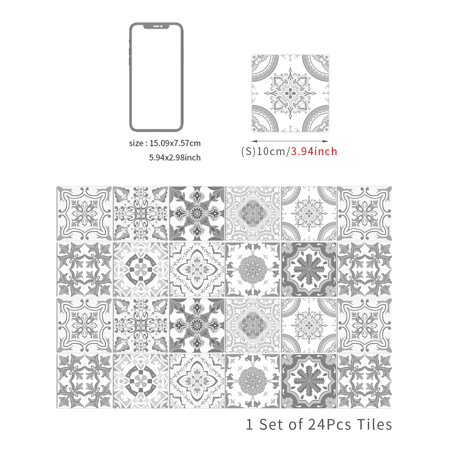 24/48pcs adesivi murali autoadesivi mandala impermeabili classici adesivi per piastrelle marocchine cucina creativa bagno soggiorno del 2025 a $15.49 –P17