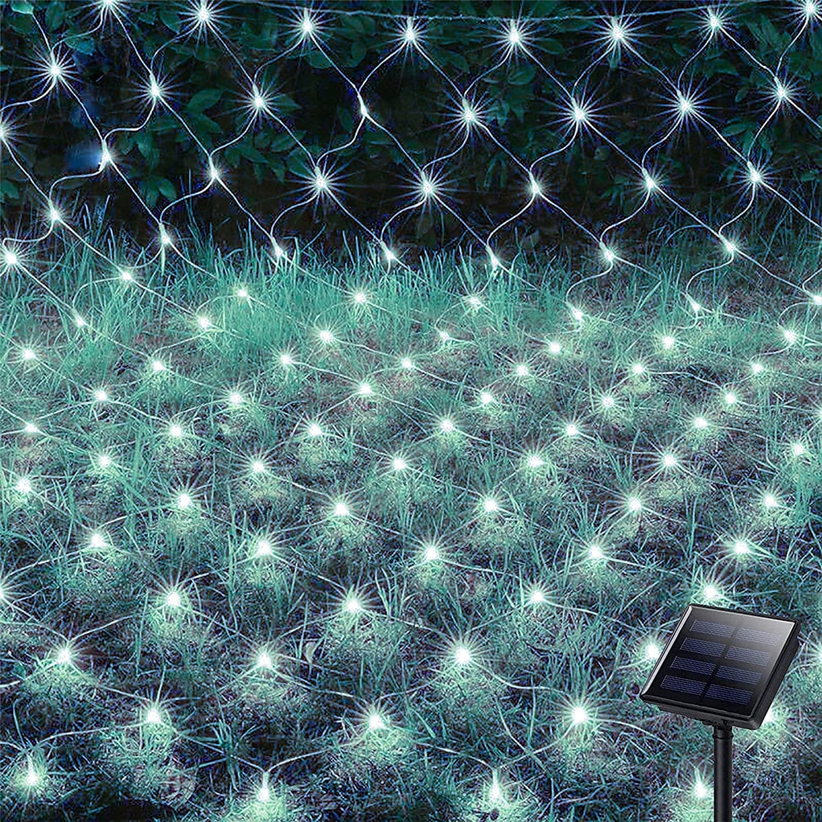 ηλιακά led φώτα δίχτυ 8 τρόποι 200 leds 9.8ft x 6.6ft δέντρο τυλίξτε πλέγμα νεράιδα φώτα για εξωτερικούς χώρους κήπο βεράντας κήπο θάμνοι κάμπινγκ παράθυρο Χριστούγεννα 2025 - $85.99 –P2