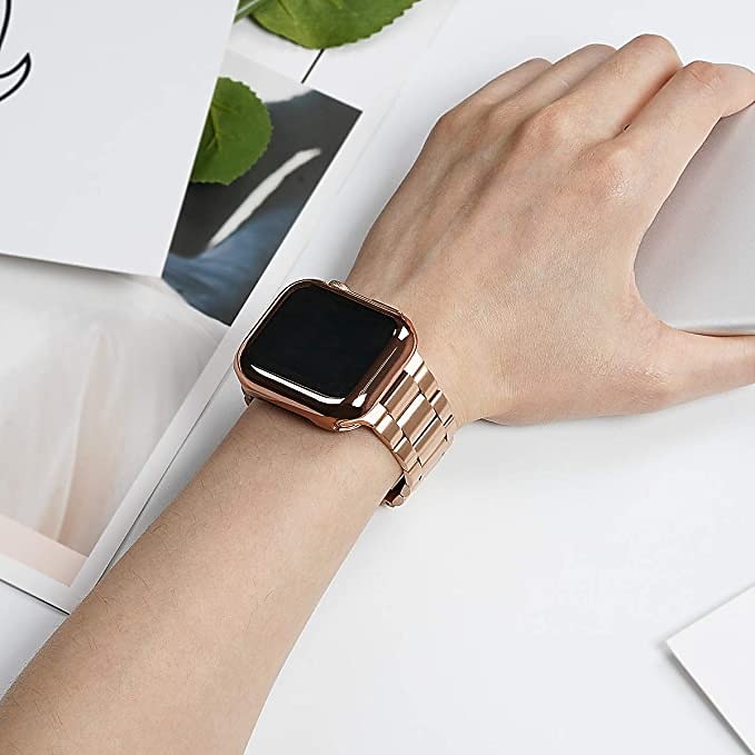 Link Bracelet Smart Watch Band with Case Compatible with Apple iWatch 45mm 44mm 42mm 41mm 40mm 38mm Sreies SE 8 7 6 5 4 3 2 1 for Smartwatch Strap Stainless Steel Buckle Shockproof 2025 - $19.99 –P6