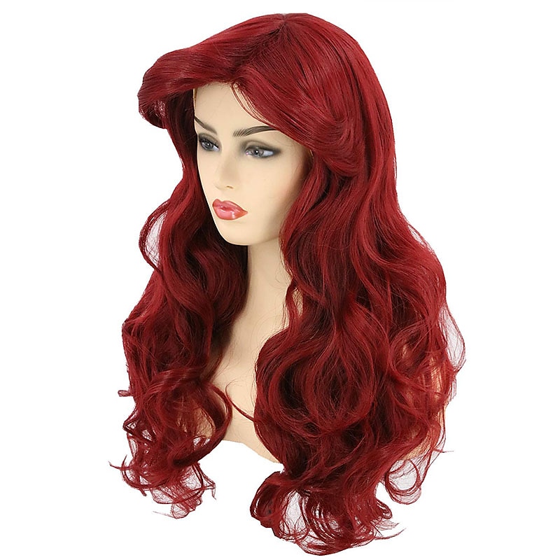 Paruka Mořské panny Topcosplay Ariel paruka pro dospělé ženy červená dlouhá kudrnatá cosplay paruka Halloweenské paruky 2025 - $31.99 –P5