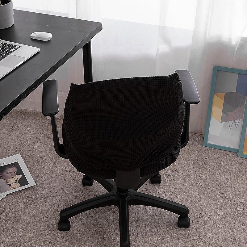 husă scaun de birou pentru computer burgundă elastică, rotativă, pentru scaun pentru jocuri, elastic, jacquard, negru, uni, culoare solidă, moale, durabil, lavabil 2025 - $14.49 –P6