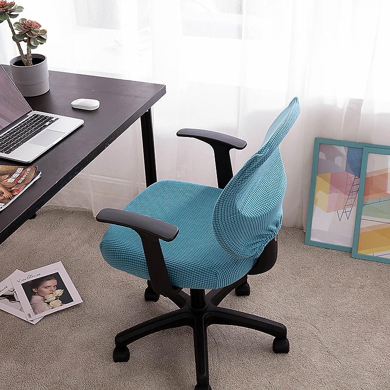 husă scaun de birou pentru computer burgundă elastică, rotativă, pentru scaun pentru jocuri, elastic, jacquard, negru, uni, culoare solidă, moale, durabil, lavabil 2025 - $14.49 –P13