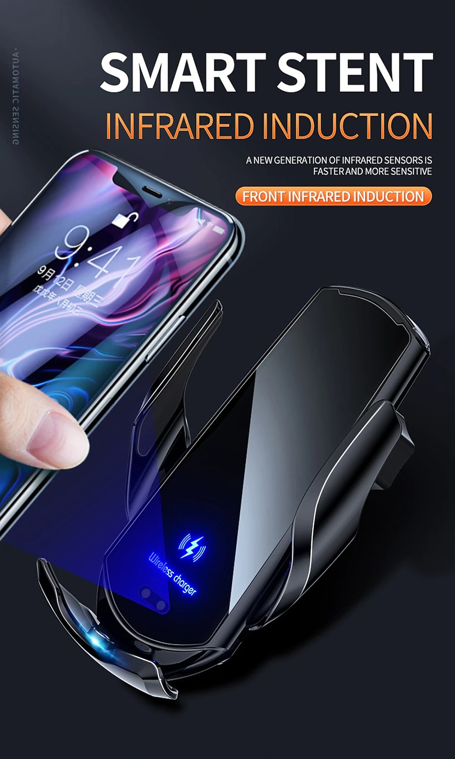 Q3 Car Wireless Charging Phone Holder - Intelligent Induction, Automatic Sensor Opening & Closing, Magnetic Charging 2025 - $28.99 –P4