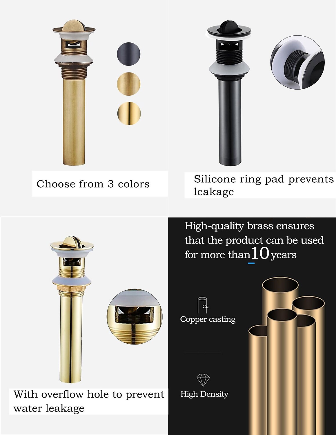 Electroplated  Pop-up Water Drain With Overflow Superior Quality Faucet Accessory Antique Brass Golden and Black Finished 2025 - $24.99 –P1