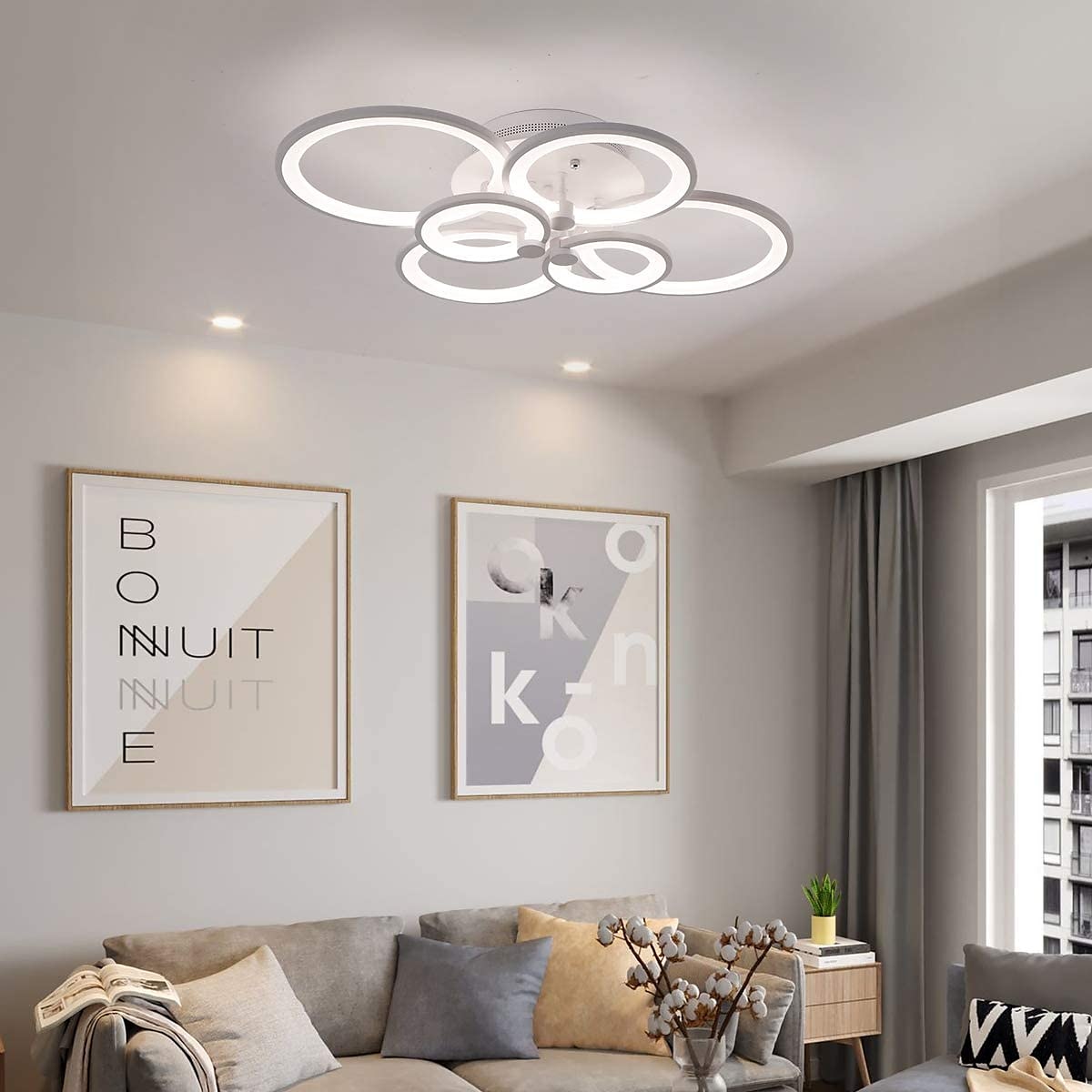 60/80/95 cm Chandelier Dimmable Ceiling Light LED Geometric Shapes Flush Mount Lights Metal Layered Modern Style Linear Painted Finishes 110-120V 220-240V 2025 - $133.99 –P17