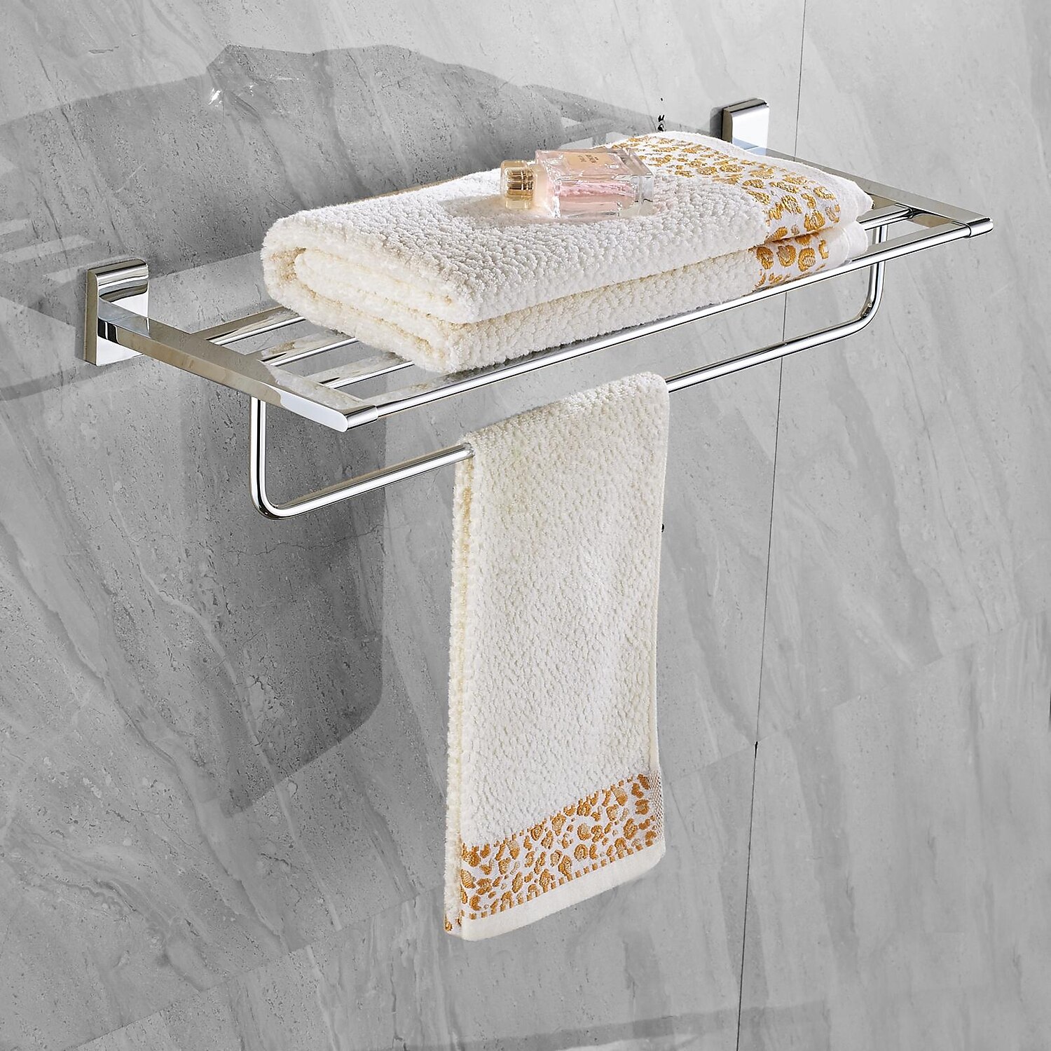 portasciugamani multifunzione portasciugamani pieghevole moderno mensola da bagno in ottone massiccio con ganci a parete argentato del 2025 a $151.99 –P3
