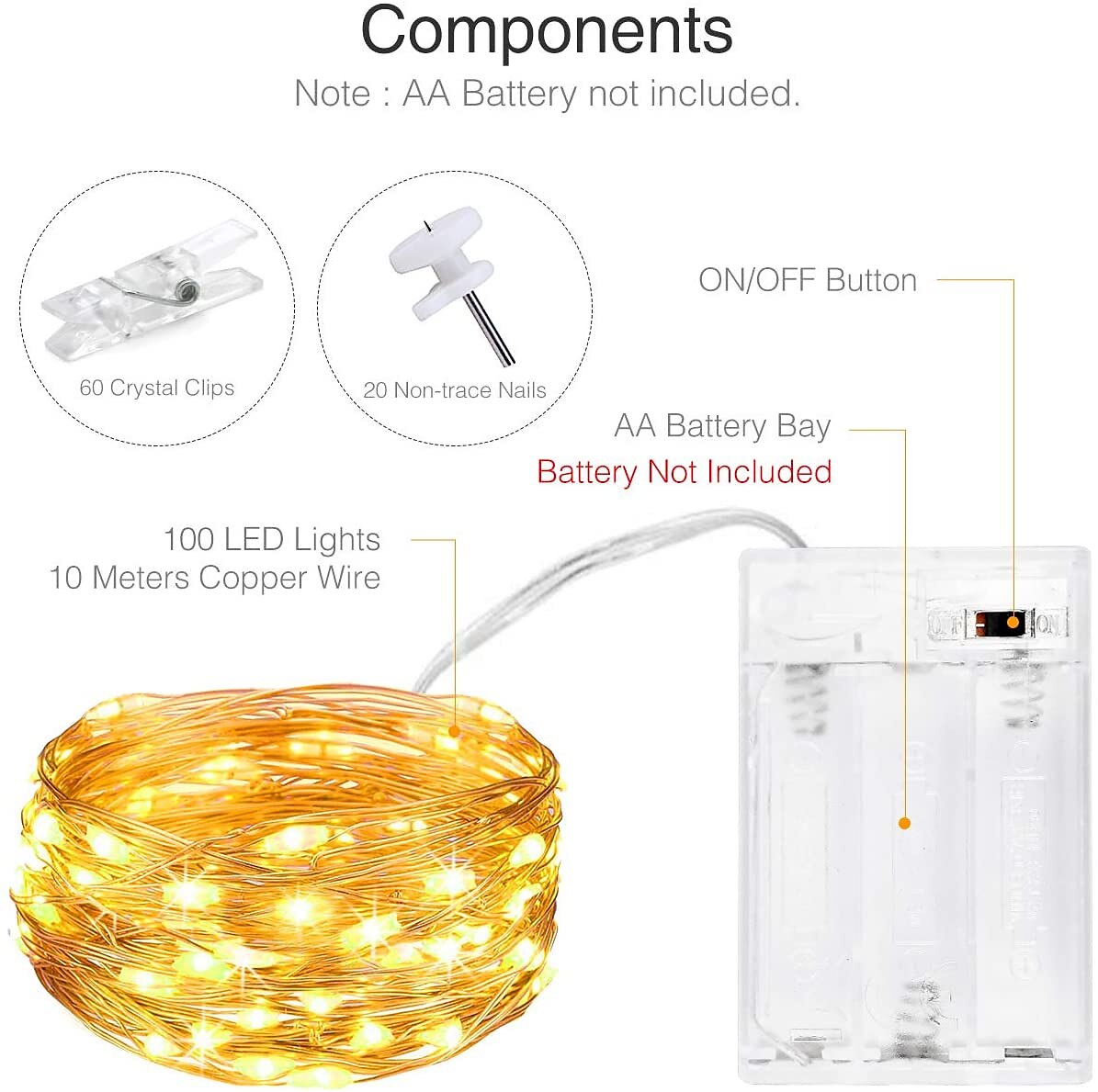 Elegant Wedding Party Reception LED Photo Clip String Lights – 5M 50LEDs/10M 100LEDs, Battery Powered Copper Wire, Photo Display Lights for Bedroom Party Decor 2025 - $13.49 –P7