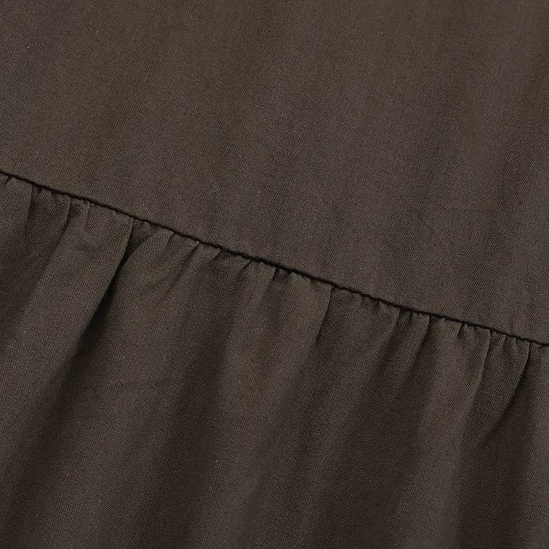 Women's Swing Work Skirts Long Skirt Vintage Summer Maxi Skirts Solid Colored Pleated Ruffle Vacation Causal Black Wine Purple Brown Autumn / Fall Cotton Cotton And Linen 2025 - $32.99 –P9