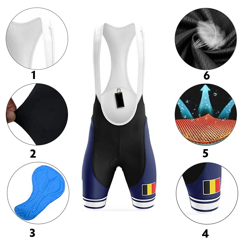 Ανδρικά Συμπαγές Χρώμα Με Μοτίβο Βέλγιο Εθνική Σημαία Αθλητική φόρμα σορτς ποδηλασίας Ποδήλατο Σορτσάκι με τιράντες Παντελόνια Ποδηλασία Βουνού Ποδηλασία Δρόμου Αθλητισμός 3D Pad 2026 - $28.99 –P3