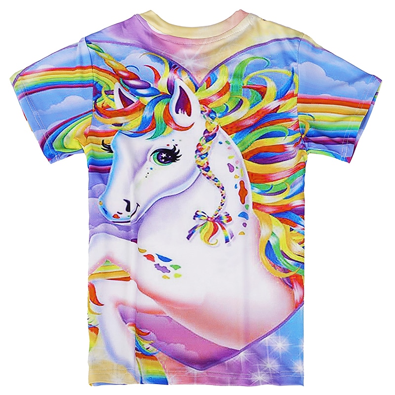 Fille 3D Graphic Animal à imprimé arc-en-ciel T-shirt Tee-shirts Manche Courte 3D effet Eté Actif Le style mignon Enfants 2-13 ans Ecole de 2025 ? $11.99 -P2