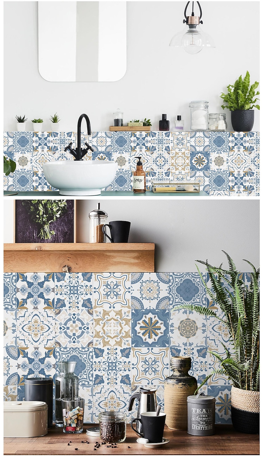 24/48db öntapadó falmatricák vízálló divatos marokkói csempe matricák kreatív konyha fürdőszoba nappali 2026 - $11.99 –P8