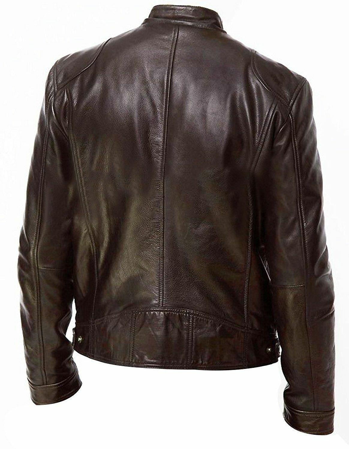 Men's Faux Leather Jacket Transition Jacket Biker Jacket Street Casual Thermal Warm Windproof Zipper Spring Fall Solid Color Pocket Vintage Fashion Stand Collar Regular Faux Leather Slim Fit Silver 2025 - $48.99 –P2