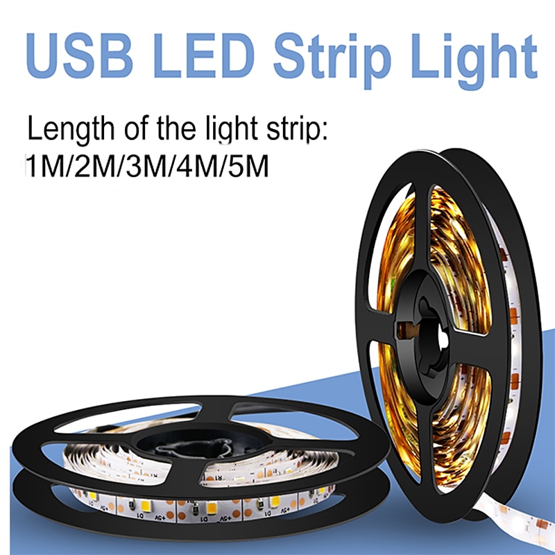 LED strip 3528, 5V with USB, white, 2 meters