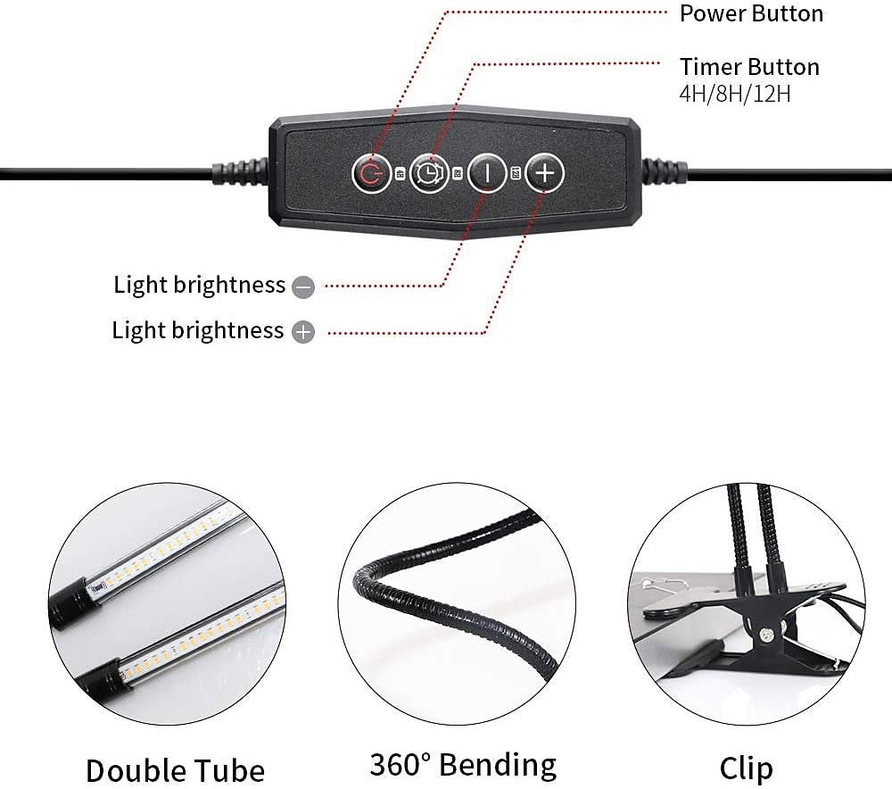 LED Grow Lights Dimmable Growing Light Fixture 10W 20W 30W with Plug for Desktop Plants Home Office Vegetable Greenhouse 20-40-60-80 LED Beads 1 Set 2025 - $39.11 –P3