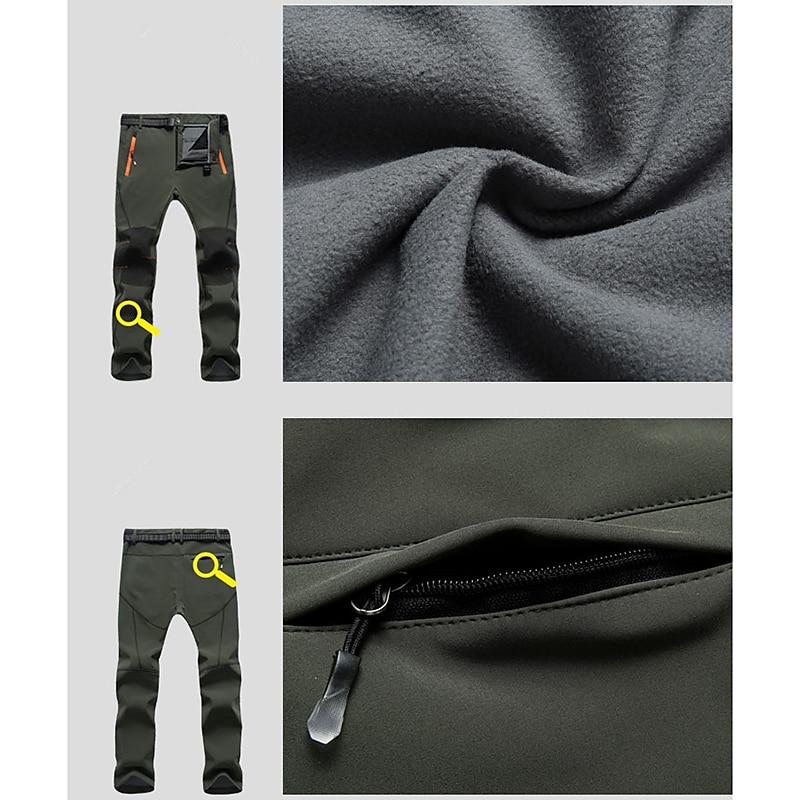 Herr Vandringsbyxor Fleecefodrade byxor Softshell-byxor Vinter Utomhus Håller värmen Vindtät Vattenavvisande Multi Pocket Underdelar Elastisk midja Ficka med blixtlås Herrgrå Armégrön Jakt Skidåkning 2025 - $29.99 –P9