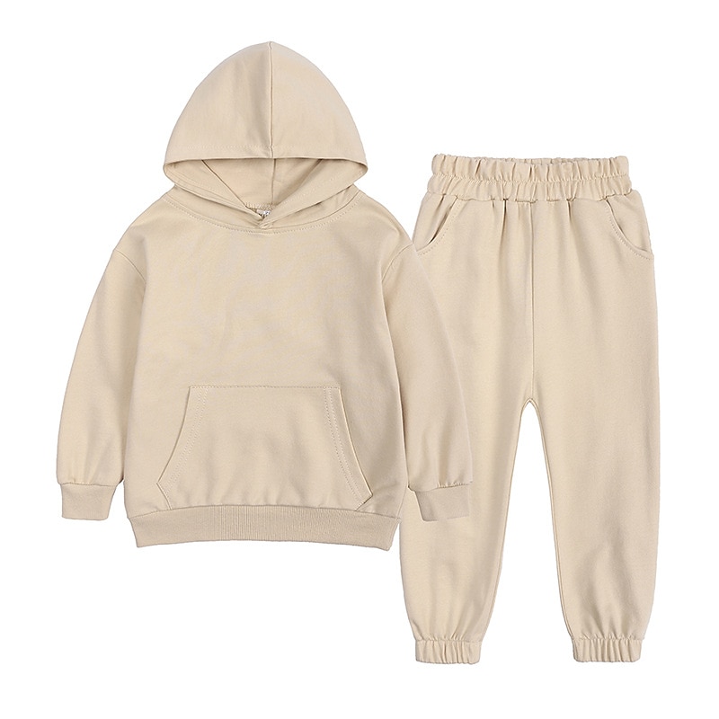 Kinder Jungen Kapuzenpulli & Hose Kleidungsset 2 Stück Langarm Grün Blau Grau Volltonfarbe Baumwolle Strasse Lässig / Alltäglich Streetstyle Sport Standard / Herbst / Winter 2025 - GBP £17 –P3