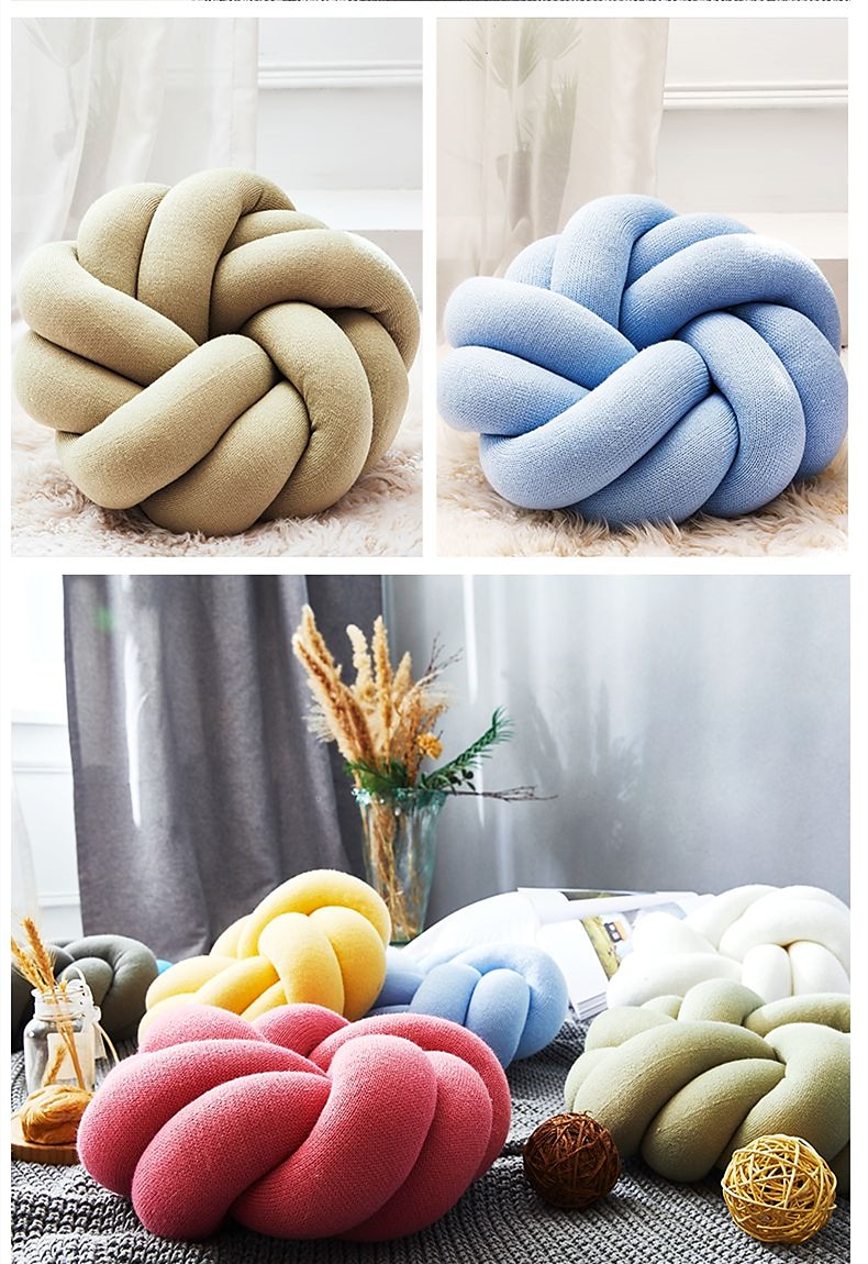 Travesseiro de nó redemoinho travesseiro de chão bola almofadas decorativas 13,8 polegadas travesseiro macio redondo atado para casa cama quarto decoração sofá escritório decoração travesseiro de de 2025 por $37.99 –P19