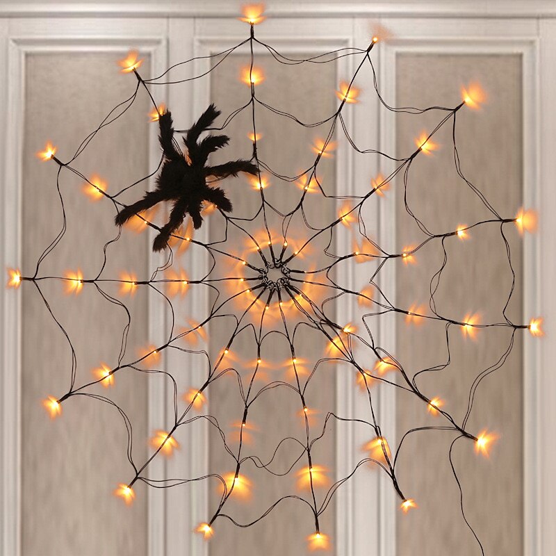 Luzes de teia de aranha de Halloween 60 LED com aranha preta à prova d'água luzes de rede roxas controle remoto alimentado por USB 8 modos teia de aranha para decoração de quintal de festa iluminação de 2025 por $23.99 –P14