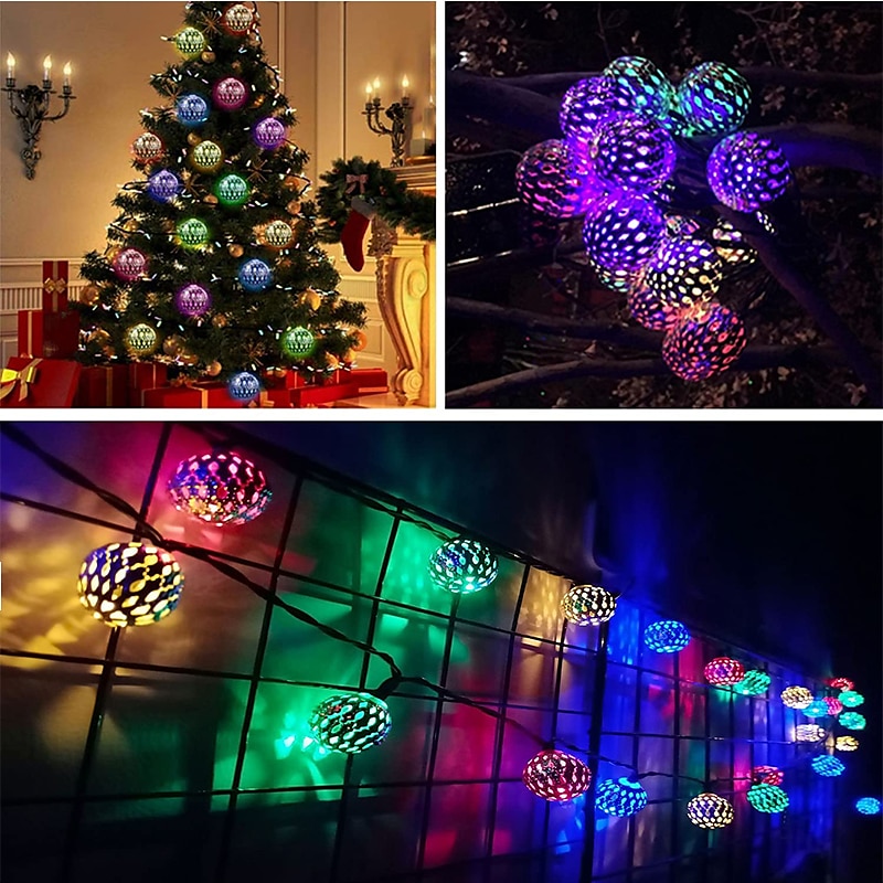 קבלת פנים אלגנטית למסיבת חתונה אורות מחרוזת led סולארית - פנסי גן חיצוניים כדור מרוקאי, עמיד למים 10m-50led, 7m-30led, 5m-20led פנסי גלובוס לקישוט הבית 2025 - $7.99 –P4