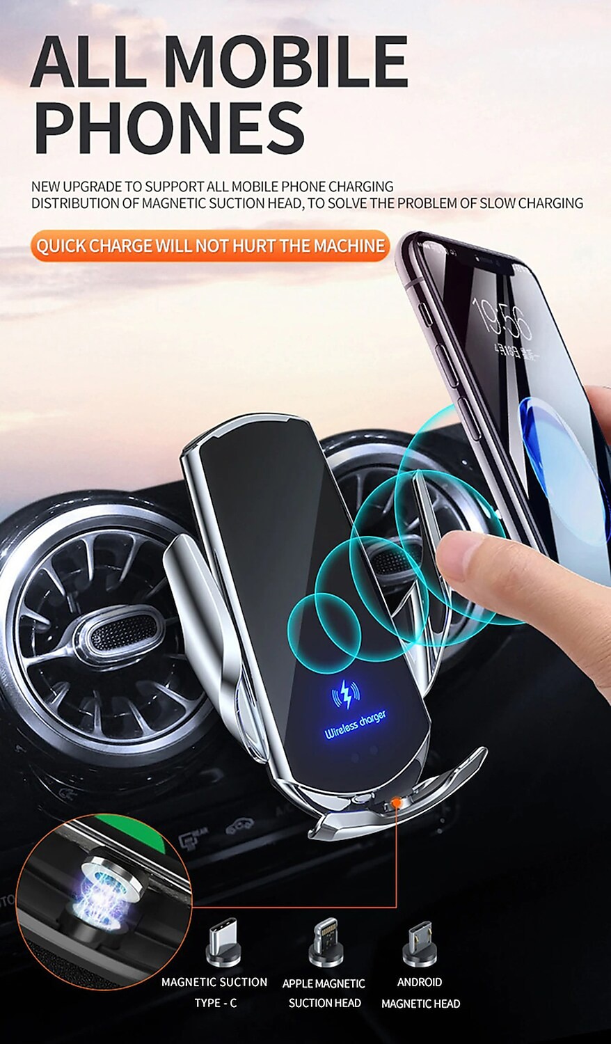 Q3 Car Wireless Charging Phone Holder - Intelligent Induction, Automatic Sensor Opening & Closing, Magnetic Charging 2025 - $28.99 –P5