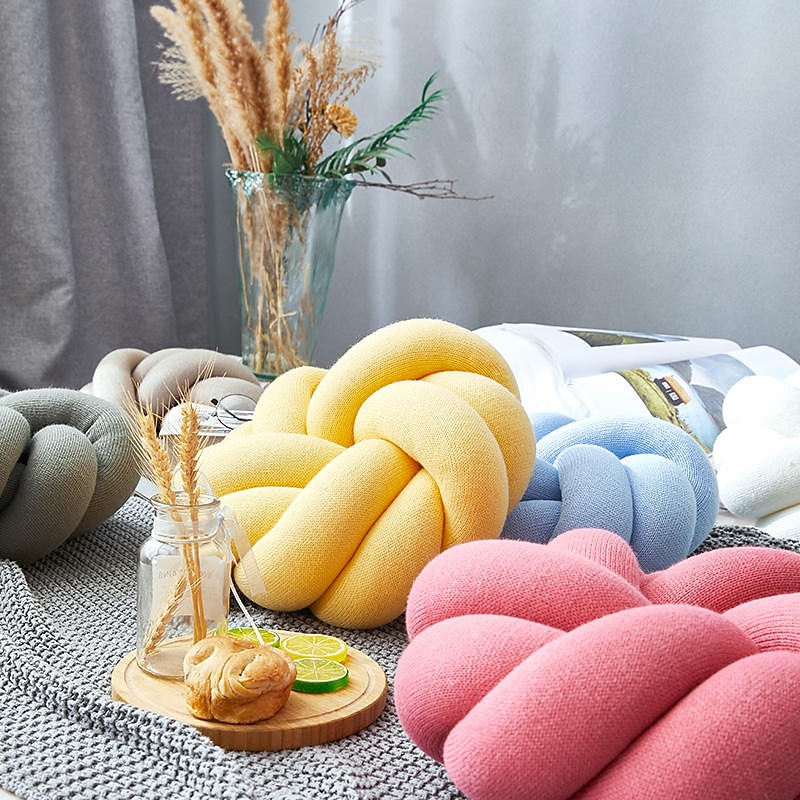 Travesseiro de nó redemoinho travesseiro de chão bola almofadas decorativas 13,8 polegadas travesseiro macio redondo atado para casa cama quarto decoração sofá escritório decoração travesseiro de de 2025 por $37.99 –P4