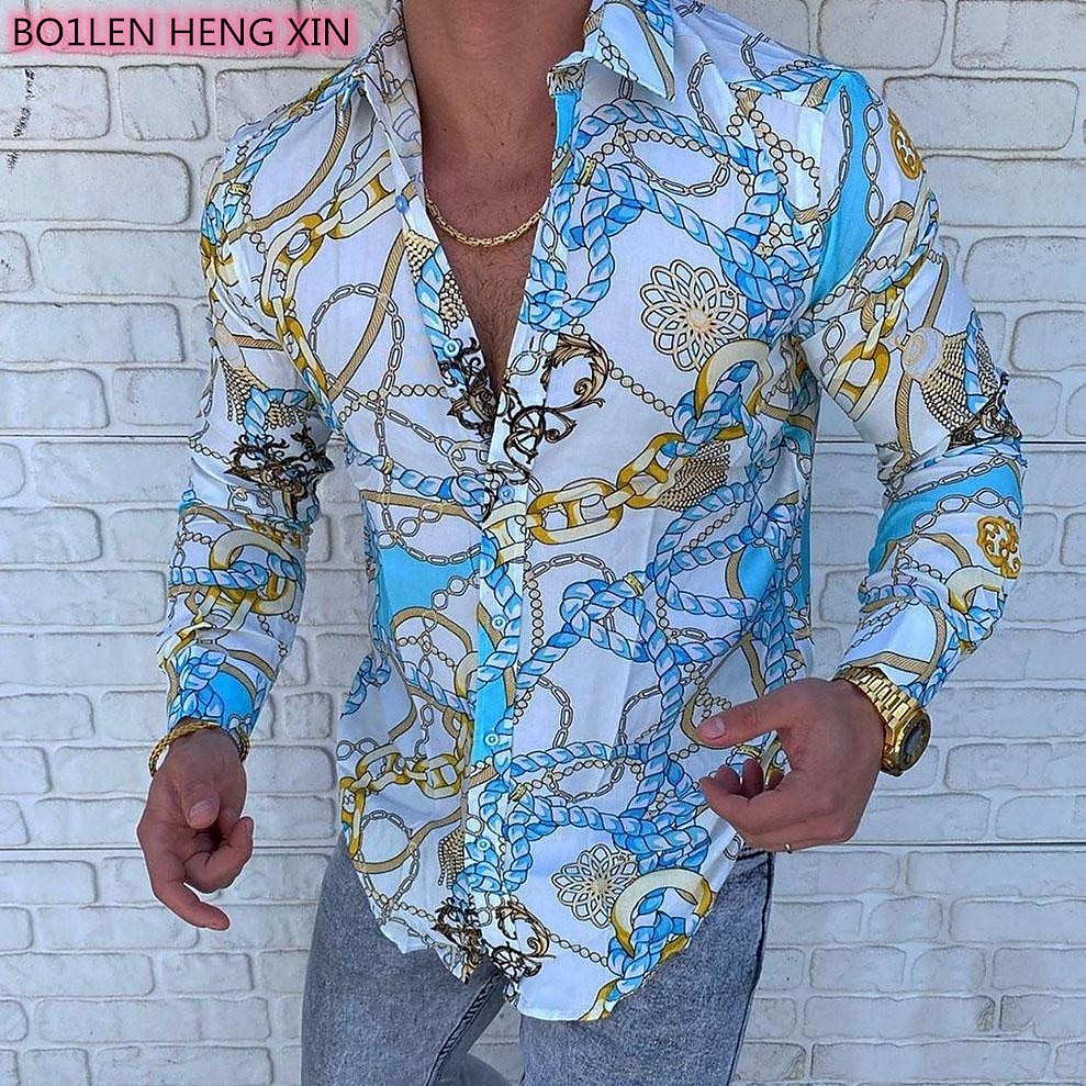 Herren Hemd Knopfhemd Langarm Designer Punk & Gothic Ausgehen Frühling Sommer Stehkragen Patchwork Bedruckt Gelb Rote Blau Purpur 2025 - $26.99 –P1