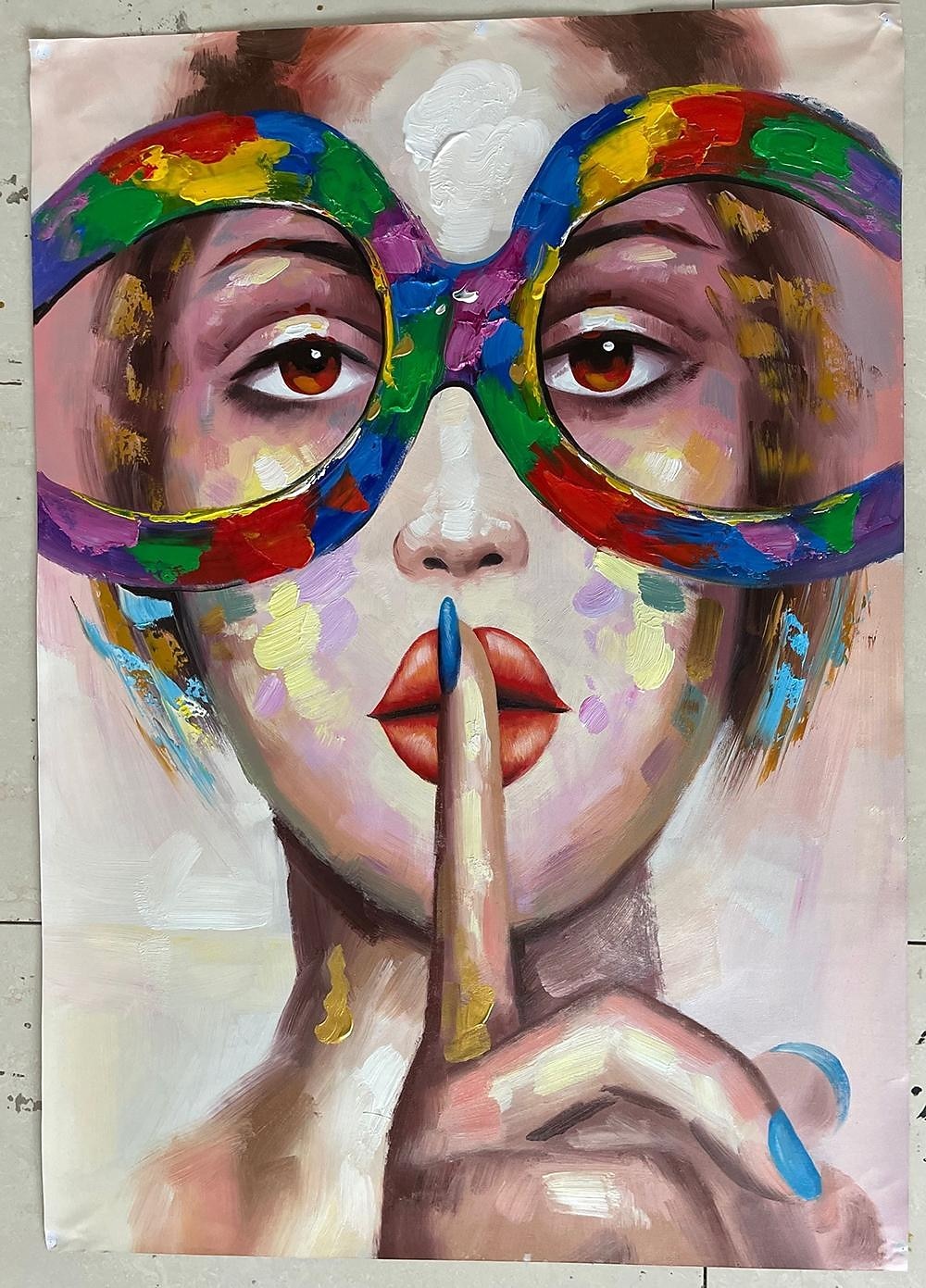 női arcpaletta portré kézzel festett pop art falfestmény vászon olajfestmény dekorativók otthoni szállodák gályájának keret nélkül hengerelve 2026 - $81.99 –P9