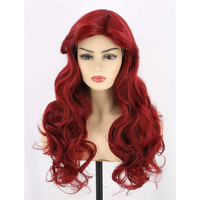 Paruka Mořské panny Topcosplay Ariel paruka pro dospělé ženy červená dlouhá kudrnatá cosplay paruka Halloweenské paruky 2025 - $31.99 –P6