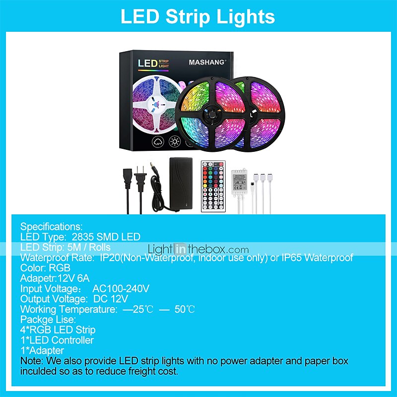 2025年 20メートル 4x5M フレキシブルＬＥＤライトストリップ ライトセット ＲＧＢストリップライト 1200 LED 2835 SMD 8mm 1セット RGB クリスマス 新年 防水 カット可能 装飾用 100-240 V / ノンテープ・タイプ  コレクション – $40.99 –P14