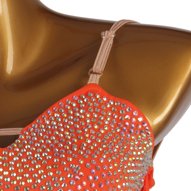 2026年 フィギュアスケート ドレス 女性用 女の子 アイススケート ドレス セット オレンジ パッチワーク タッセル メッシュ スパンデックス 高弾性 訓練 レッスン用 プロフェッショナル スケートウェア 手作り クラシック クリスタル・ラインストーン ノースリーブ ラテンダンス アイススケート フィギュアスケート  コレクション – $106.99 –P6