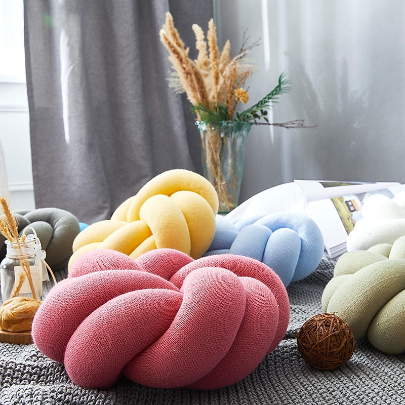 Travesseiro de nó redemoinho travesseiro de chão bola almofadas decorativas 13,8 polegadas travesseiro macio redondo atado para casa cama quarto decoração sofá escritório decoração travesseiro de de 2025 por $37.99 –P3