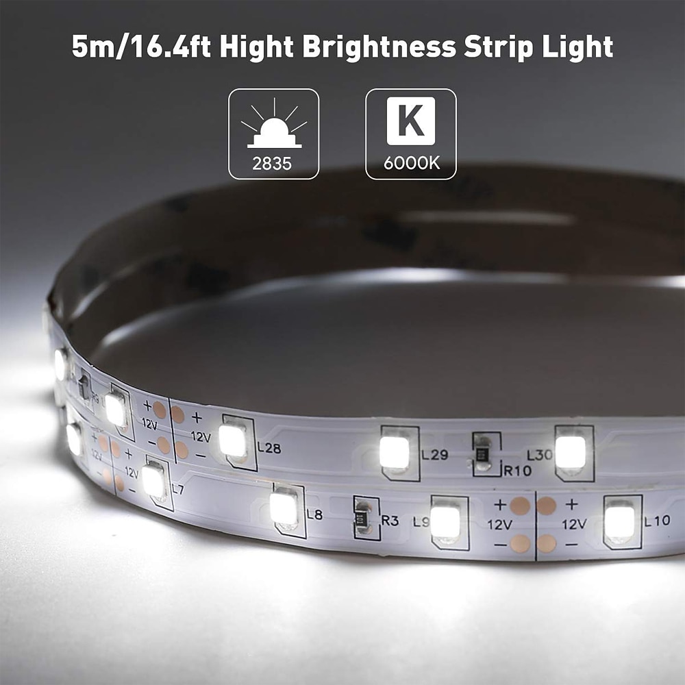 2026年 5メートル 2x5M フレキシブルＬＥＤライトストリップ ライトセット 300-600 LED 2835 SMD 8mm 1セット取付金具 1セット 温白色 パープル LEDストリップライト ハロウィーン ノンテープ・タイプ 12 V  コレクション – $23.99 –P9