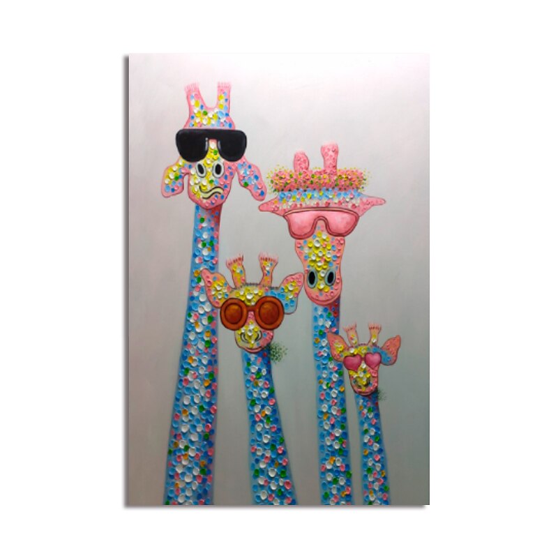 Ölgemälde handgemachte handbemalte Wandkunst abstrakte Giraffe Kinderzimmer Dekoration Dekor gestreckter Rahmen fertig zum Aufhängen 2025 - $139.99 –P6