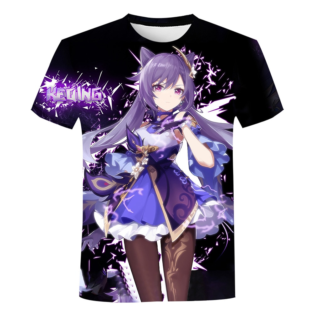 Genshin hatás Szerepjáték Keqing Anime Rajzfilmfigura Manga Nyomtatott 3D 3D Harajuku Grafikus Kompatibilitás Férfi Női Felnőttek Tini 3D nyomtatás 2025 - $17.49 –P1