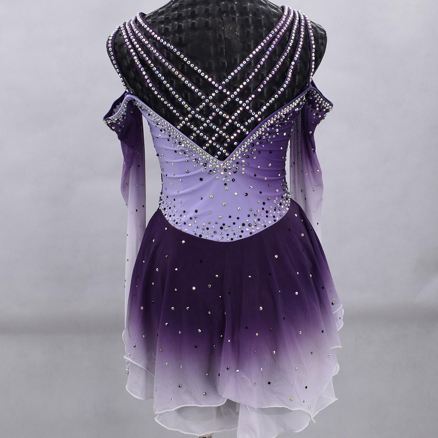 Vestito da pattinaggio artistico Per donna Da ragazza Pattinaggio sul ghiaccio Vestiti Completi Grigio Croce posteriore Retato Elastene Elevata elasticità Addestramento Competizione Vestiti da del 2026 a $213.29 –P7