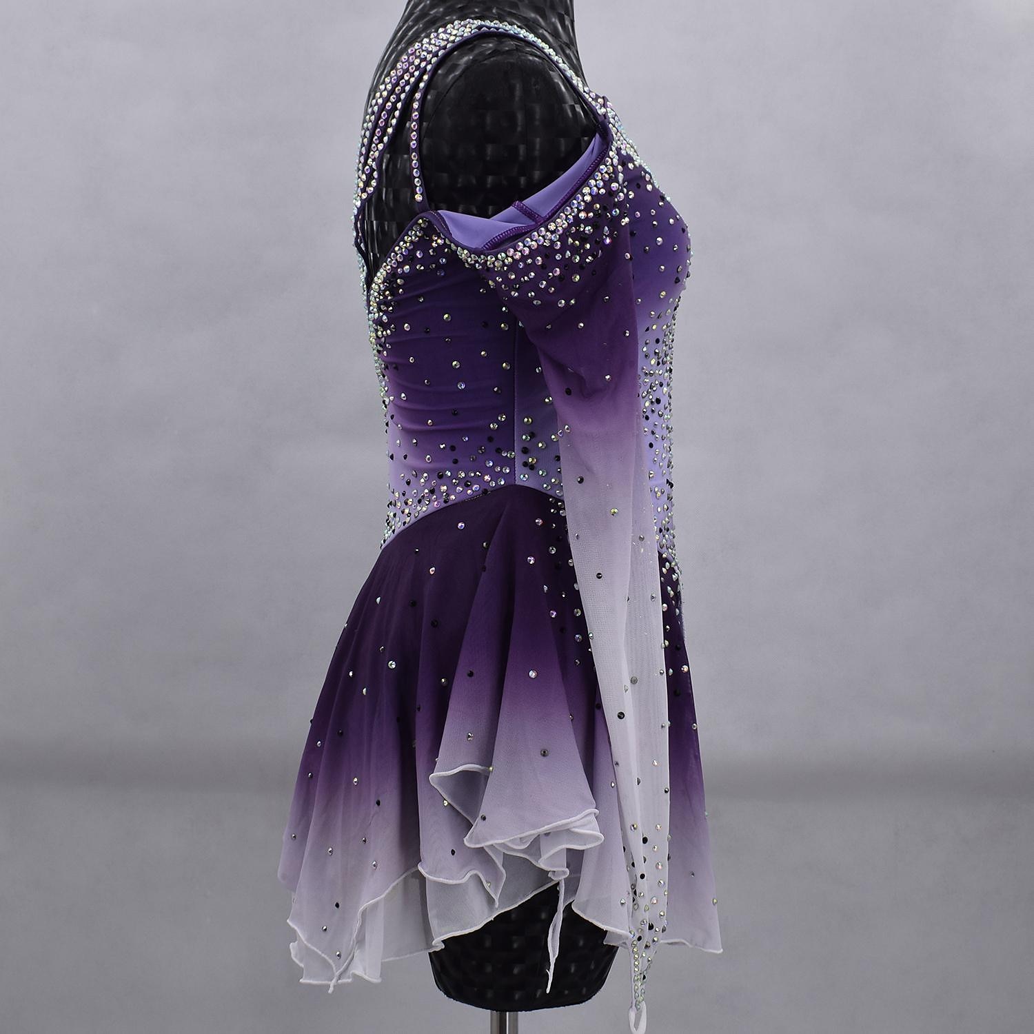 Vestito da pattinaggio artistico Per donna Da ragazza Pattinaggio sul ghiaccio Vestiti Completi Grigio Croce posteriore Retato Elastene Elevata elasticità Addestramento Competizione Vestiti da del 2026 a $213.29 –P9