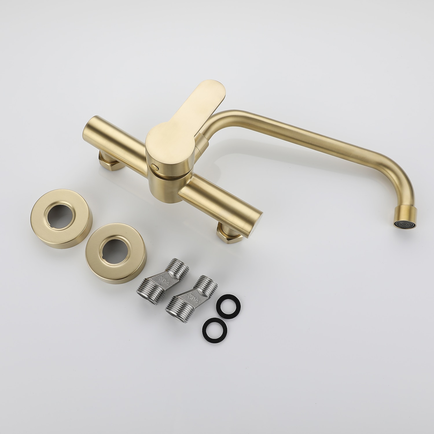 Rubinetto cucina - Rubinetto cucina monocomando due fori oro spazzolato rubinetteria cucina moderna a parete del 2025 a $161.99 –P10