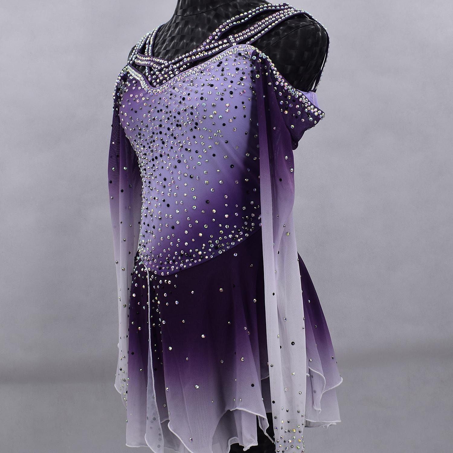 Vestito da pattinaggio artistico Per donna Da ragazza Pattinaggio sul ghiaccio Vestiti Completi Grigio Croce posteriore Retato Elastene Elevata elasticità Addestramento Competizione Vestiti da del 2026 a $213.29 –P4