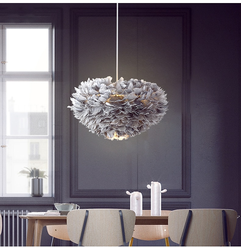 Lampa wisząca led 30/40/45/50/55/60/70 cm pojedynczy projekt wisiorek lekki metal pióro artystyczne inspirowane naturą 220-240 v 2025 - $249.99 –P3