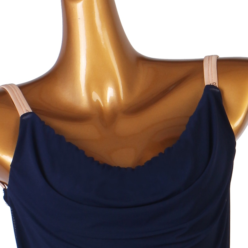 tanec salsa latin dance dress čistý barevný tyl dámské tréninkové představení bez rukávů chinlon 2026 - $170.99 –P1