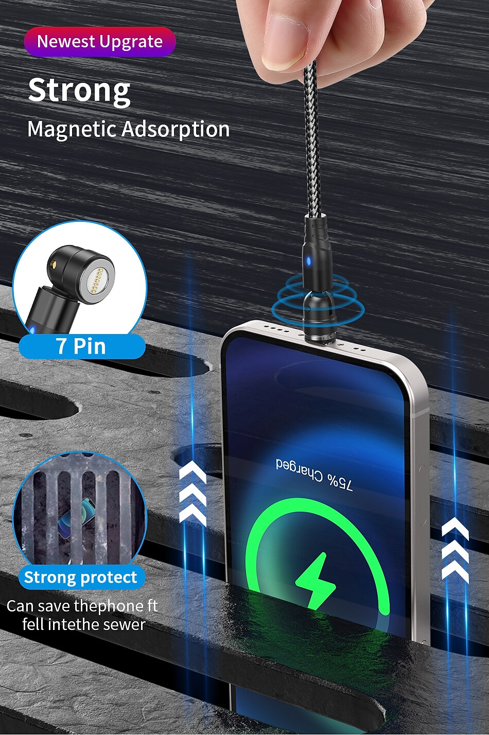 Multi Charging Cable 60W 3.3ft 6.6ft USB C to Lightning / micro / USB C 3 A Fast Charging Nylon Braided Durable Magnetic For Samsung Xiaomi Huawei Phone Accessory 2025 - $10.99 –P7