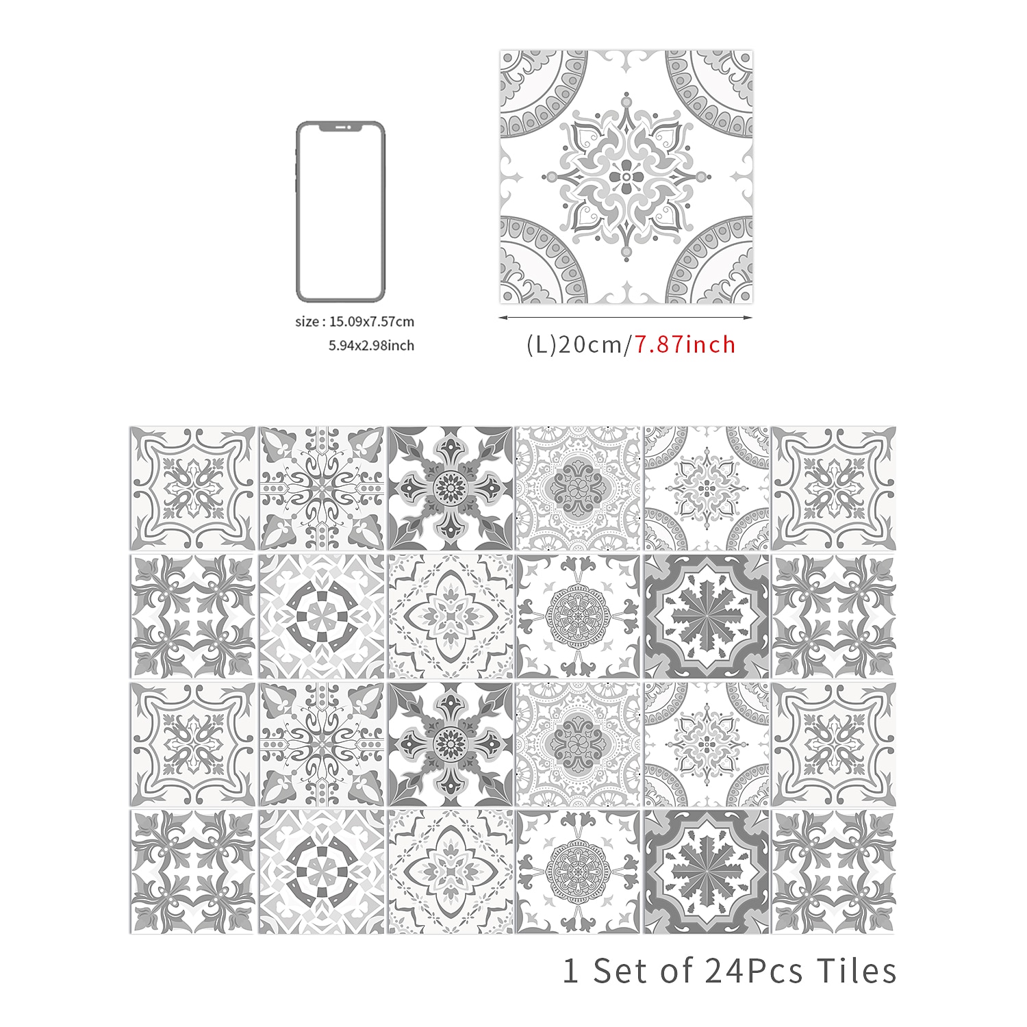 24/48pcs adesivi murali autoadesivi mandala impermeabili classici adesivi per piastrelle marocchine cucina creativa bagno soggiorno del 2025 a $15.49 –P15